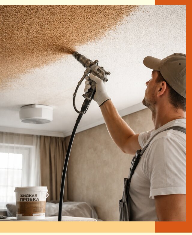 Утепление потолка жидкой пробкой в Аксае от 3555 руб. | ТепломастерАкс